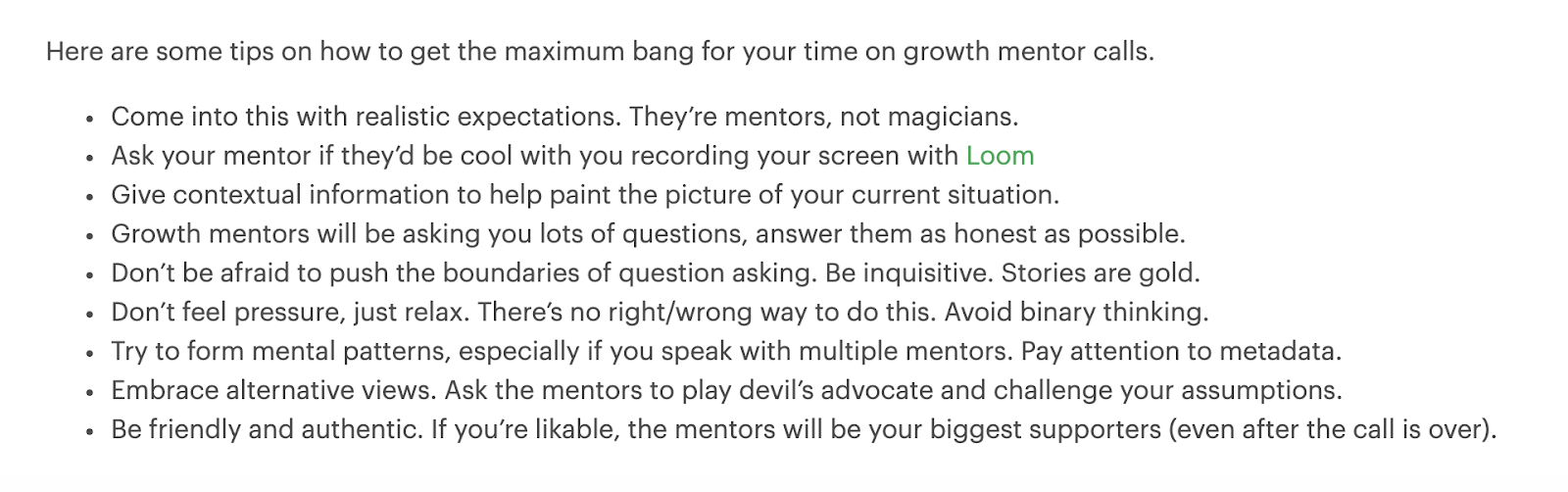 GrowthMentor's tips