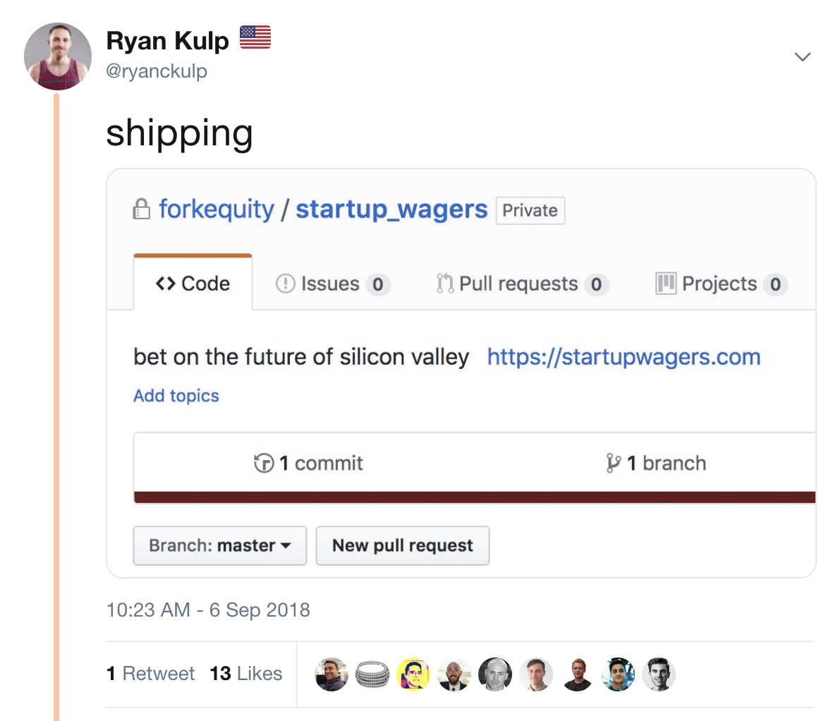 Startup Waggers - Shipping Tweet