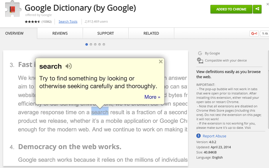 Google Dictionary