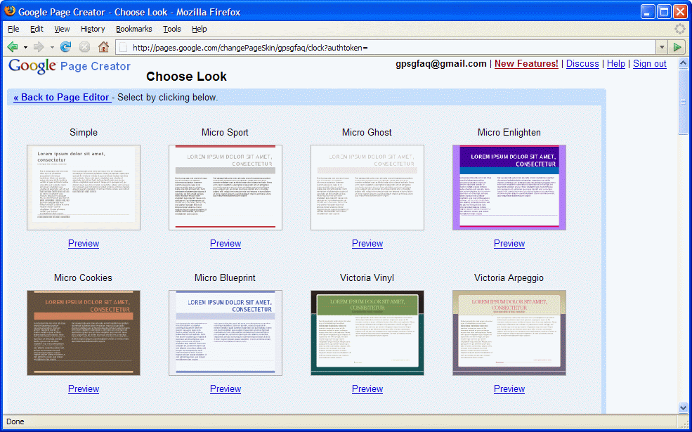 Google Page Creator