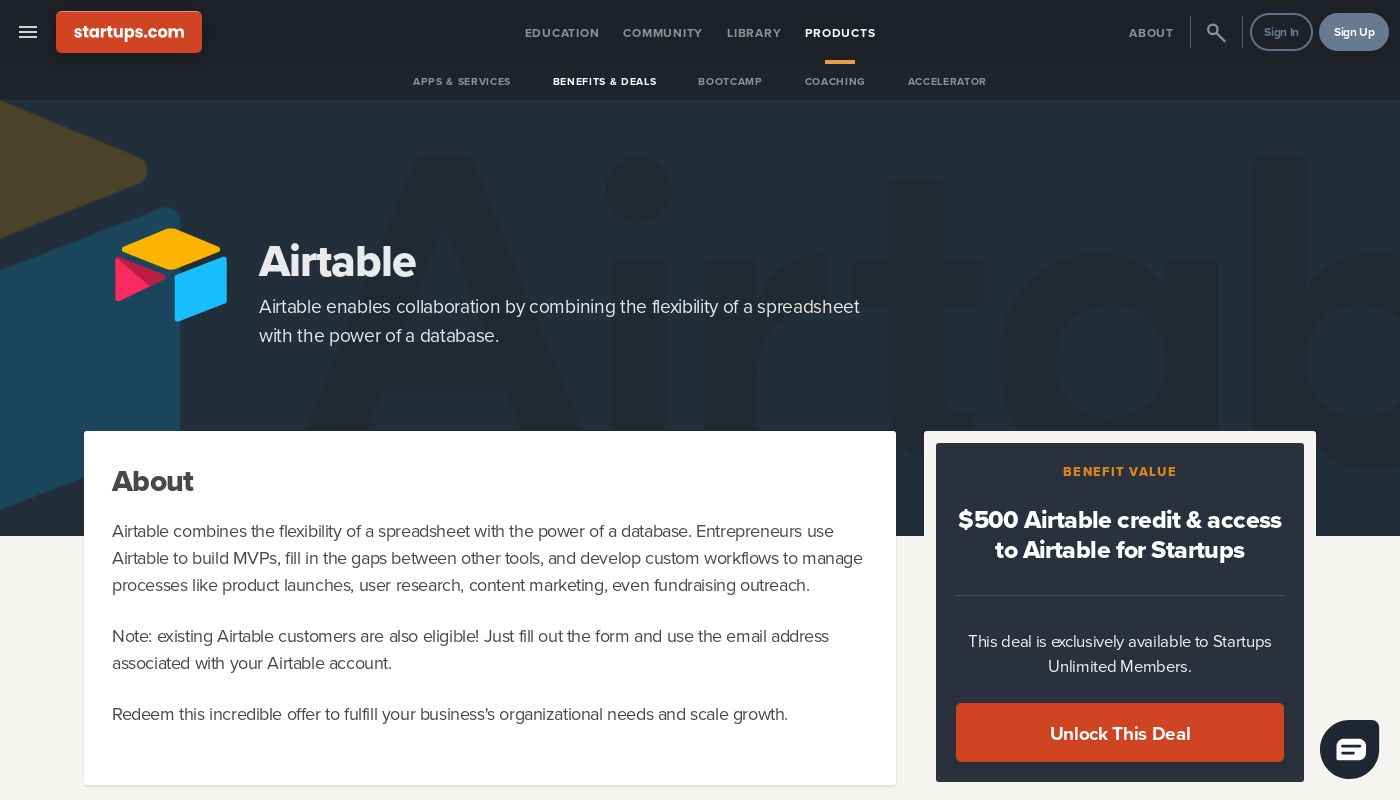 Startups.com Airtable