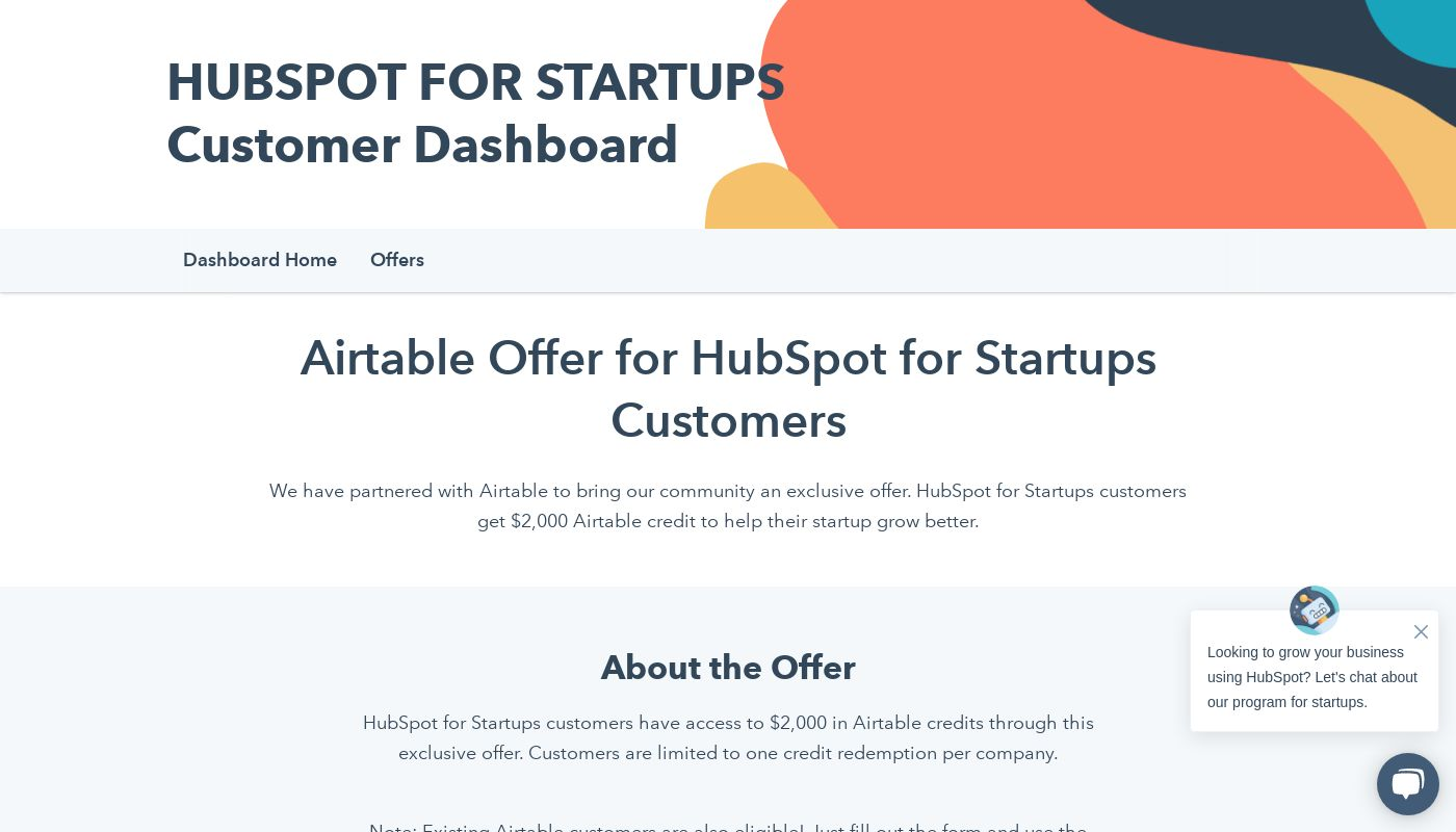 HubSpot for Startups Airtable