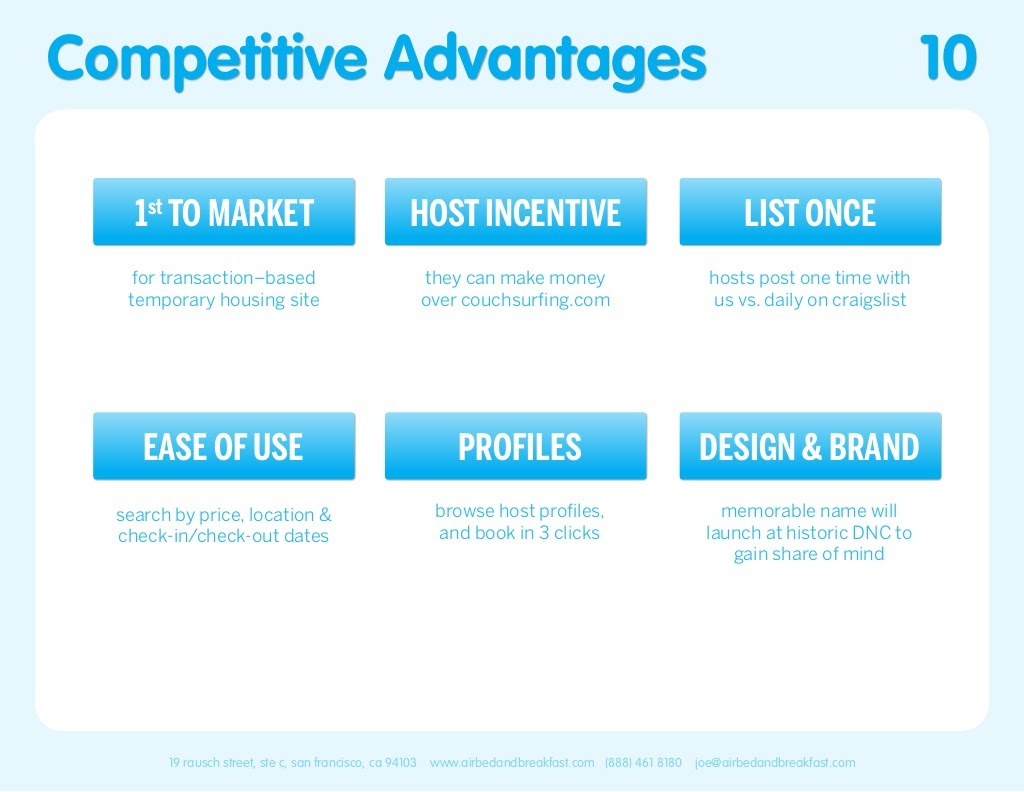 Airbnb Pitch Deck Competitve Advantages Slide