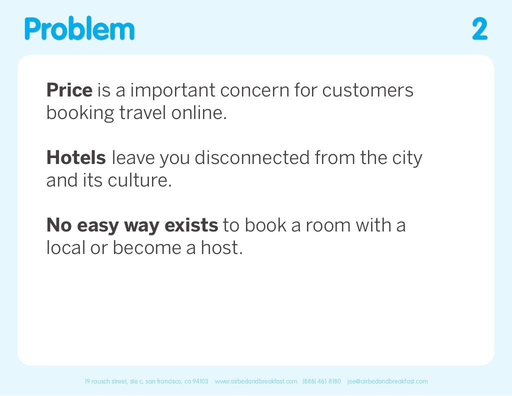 Airbnb Pitch Deck Problem Slide