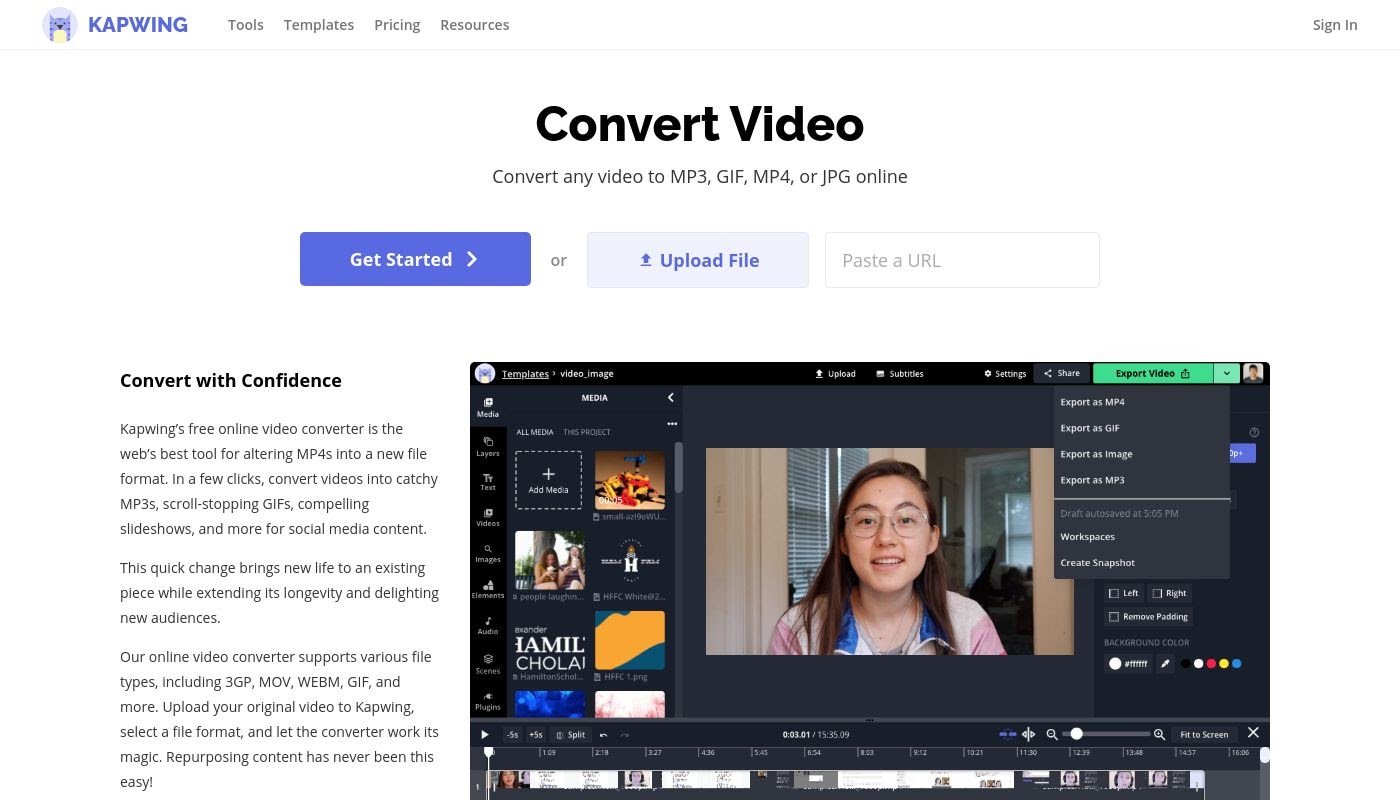 Convert Video by Kapwing