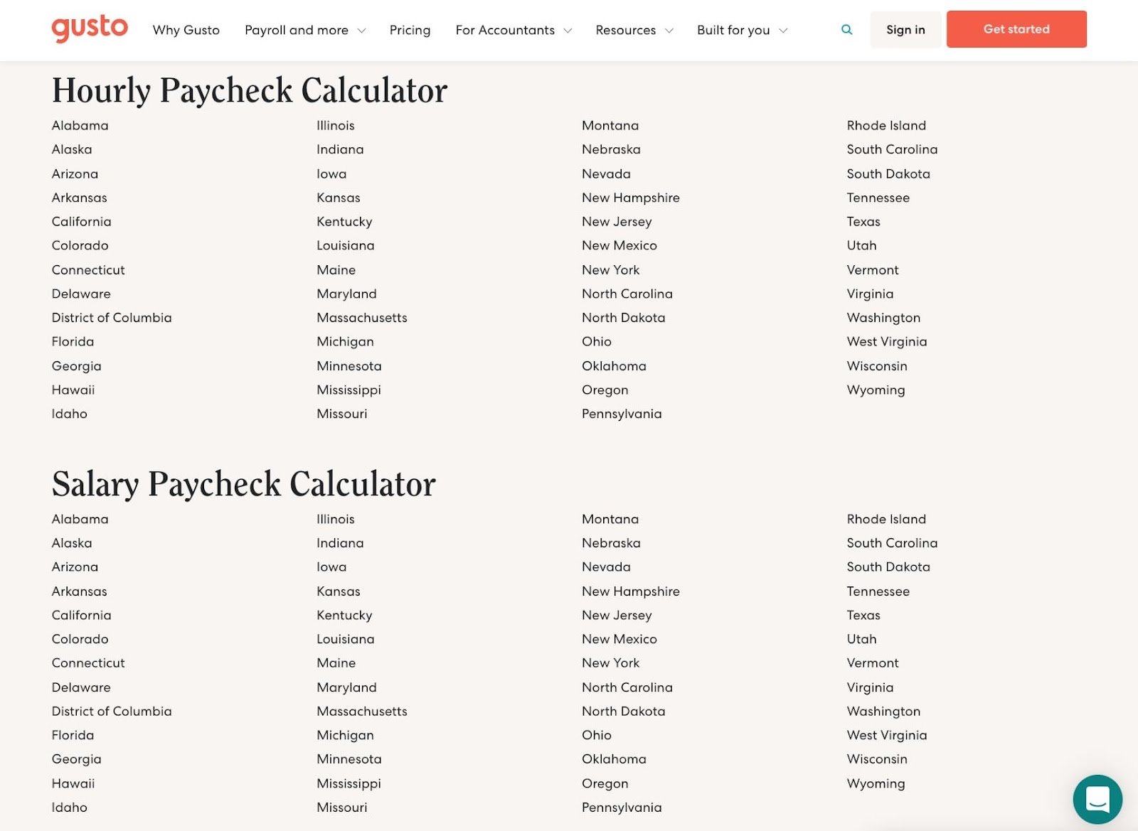 Hourly/Salary Paycheck Calculator by Gusto