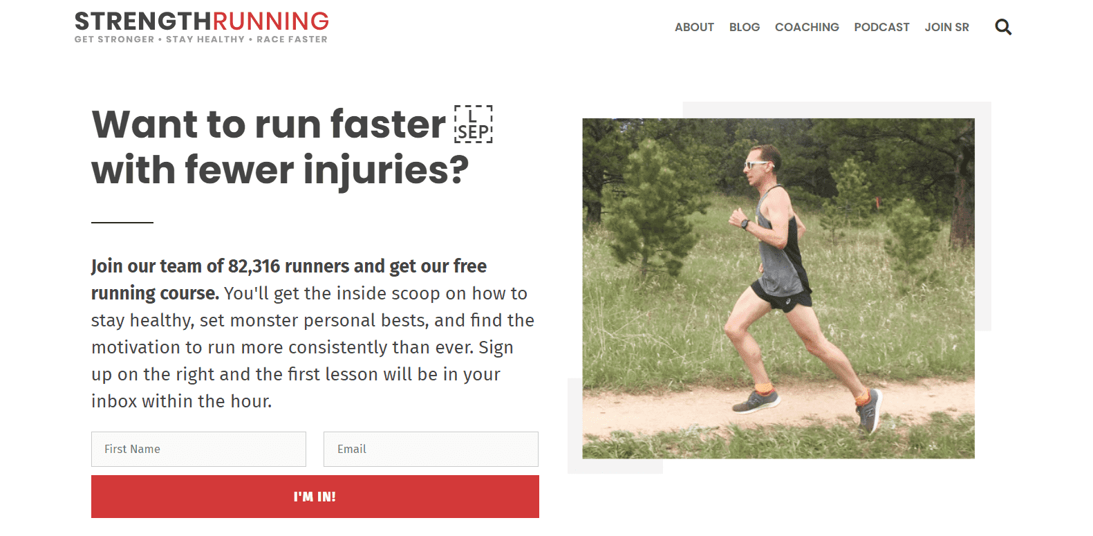 Strength Running Landing Page