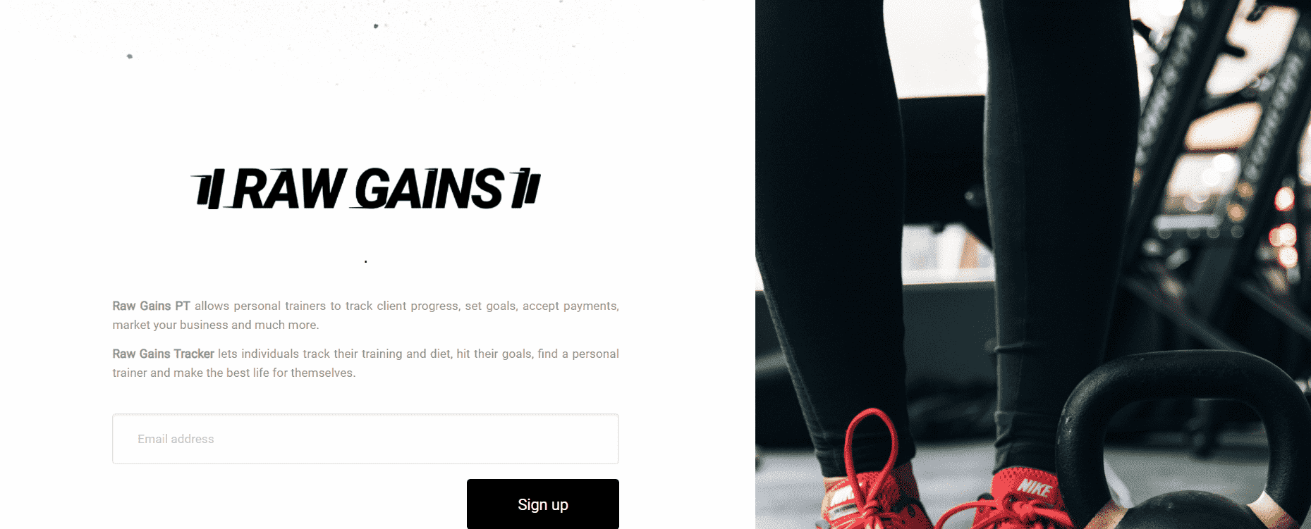 Raw Gains Landing Page